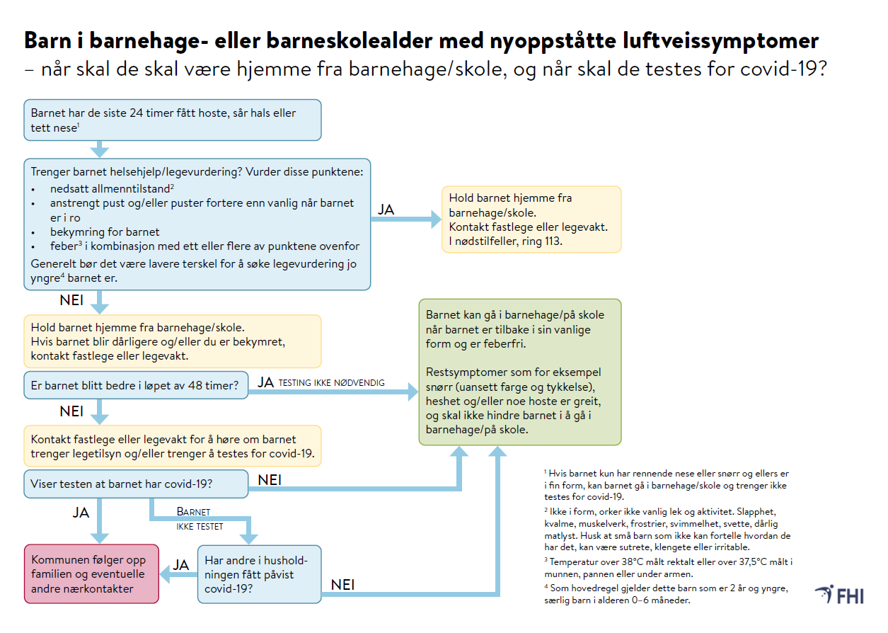 Flytskjema for barn med nyoppst&aring;tte luftveisinfeksjoner